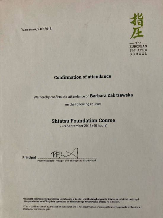 Shiatsu Foundation Course Shiatsu Course- Barbara Zakrzewska